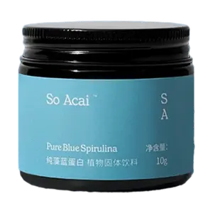 So Acai Organic Blue Spirulina Powder 10g - USDA Certified Superfood, High Plant Protein, Natural & Unsweetened for Smoothies, Yogurt Bowls, Lattes