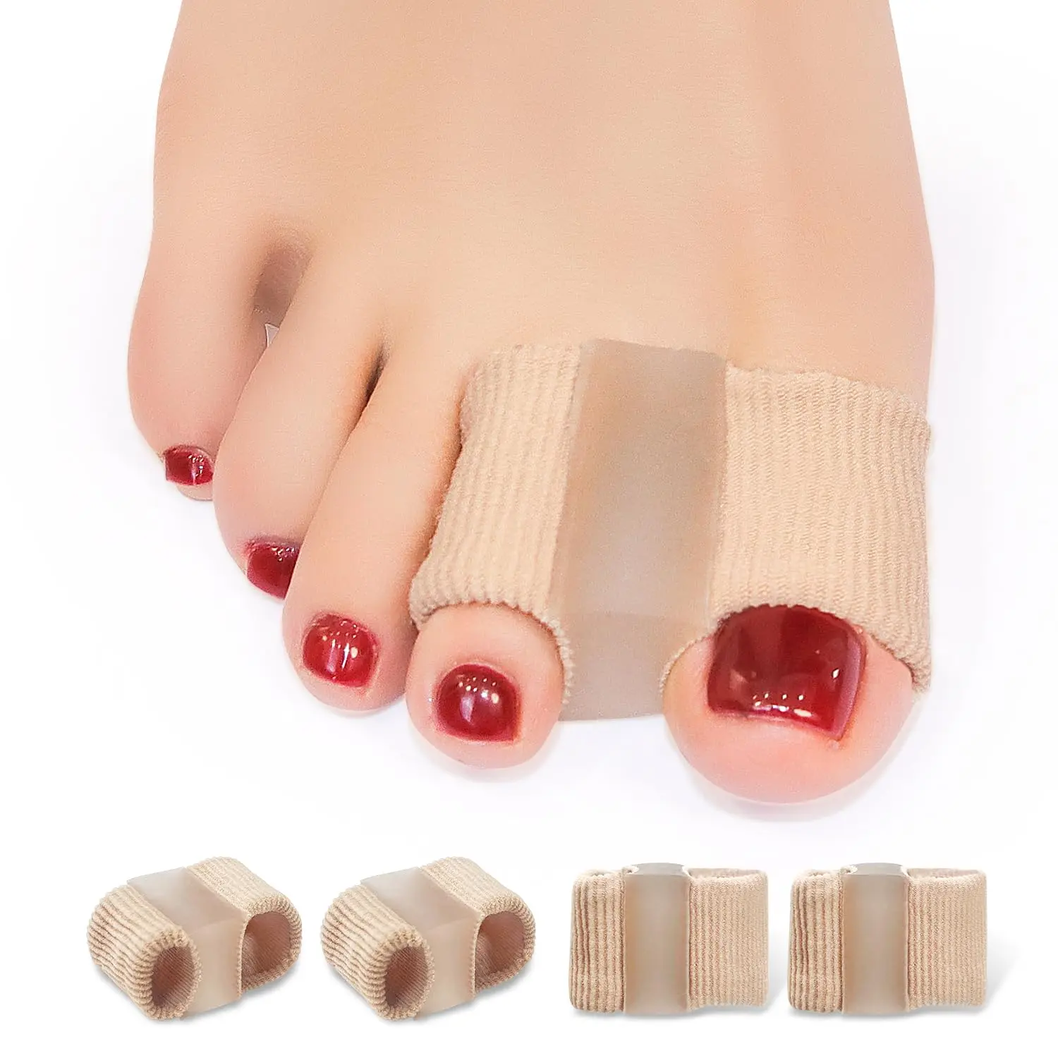 Gel Bunion Toe Separators W/Fabric Lining for Big Toe, Silicone Toe Spacers Bunion Correctors for Overlapping Toe, Breathable Toe Corrector Protector for Women and Men, Relieve Foot Pain
