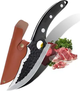 Hand Forged Chef Knife,6 Inch Viking Knife Butcher Boning Knife With Leather Sheath,Handmade Japanese Steel Kitchen Chef Knives,