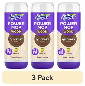 (3 Pack) Swiffer Power Mop Wood Refill Solution, Quickdry Hardwood Floor Cleaner, Lemon Scent, 25.3 Fl Oz Procter & Gamble