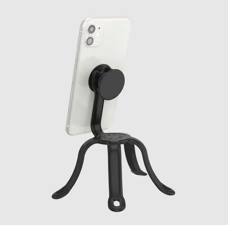 Black Flexible Popsocket Cellphone Mount - Stable Secure Grip Stand, Universal Fit for Smartphones & Other Devices, Mobile Accessories