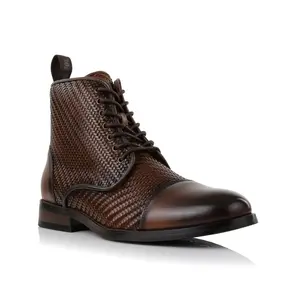Polar Fox Brooke classic cap-toe derby dress boots, in Woven Brown, Men's Size 6.5 - 13