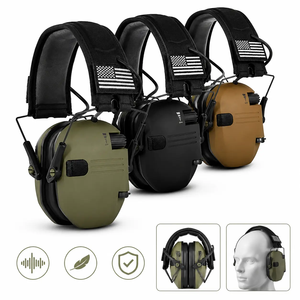 Tactical Outdoor Earmuffs, Noise Reduction Protective Headset with Adjustable Headband, Comfortable Ear Covers for Outdoor Activities