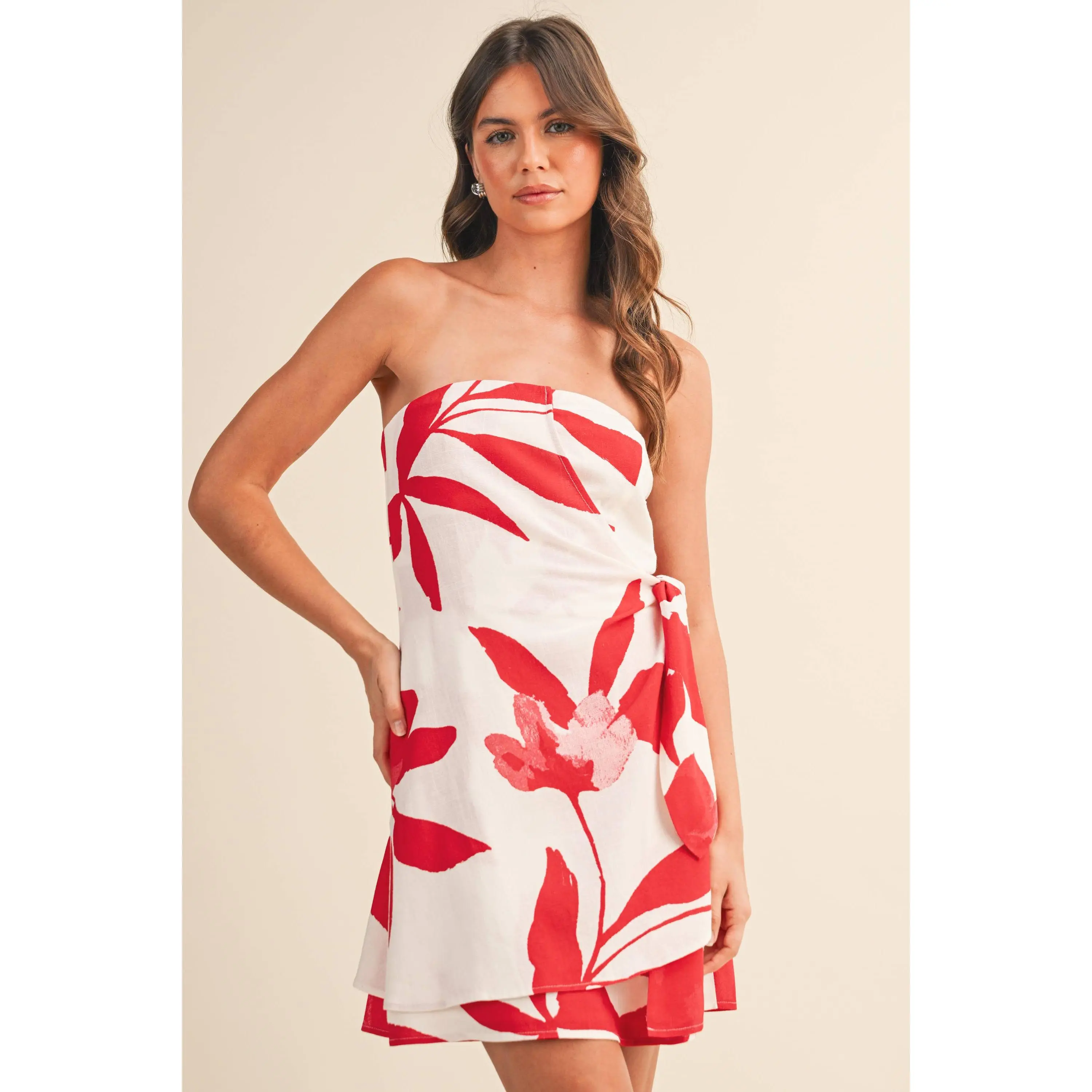 The Tomato Linen Wrap Dress