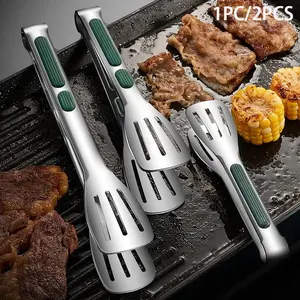 Non-Slip Stainless Steel Food Tongs Kitchen Utensils BBQ Salad Bread Tongs Heat-Resistant Cooking Prep Tool Ergonomic Grip Precision Multi-Purpose Easy-Use Clip Kitchen Cooking Accessories