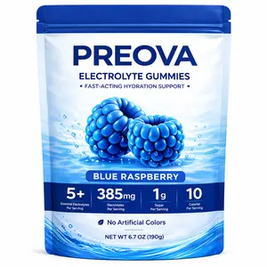 PREOVA Healthcare Electrolyte Gummies - Blue Raspberry Flavor, 30-Serving Dietary Nutritional Wellness Supplement