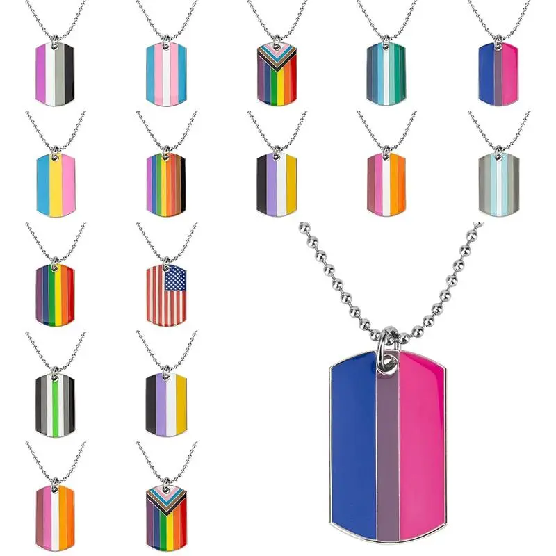 Rainbow Pendant Chain Necklace for Women, Brass Plated Heart Design Jewelry, LGBTQ+ Pride Symbol for Parades, Pride Parade