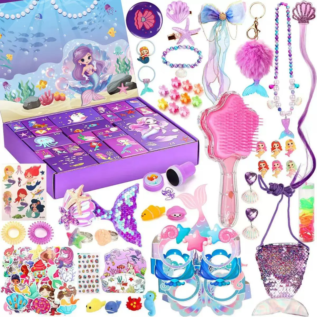 Advent Calendar 2026 for Girls, Christmas Countdown Calendar for Kids, with 24 Days Xmas Surprise with Jewellery Bracelet Hair Accessories