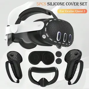 Oculus Meta Quest 3 is compatible with silicone kit, VR controller grip and face pad, lens and thumb stick protection, perfect Halloween gift for gamers, and enhances your VR body with durable silicone accessories