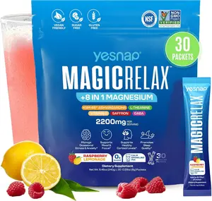 MAGICRELAX Calming Sparking Mix 8-in-1 Magnesium KSM-66 Ashwagandha Saffron Vitamin D3 GABA L-Theanine Supports Healthy Cortisol Levels,Mood and Sleep No Sugar Non GMO Raspberry Lemonade Flavor