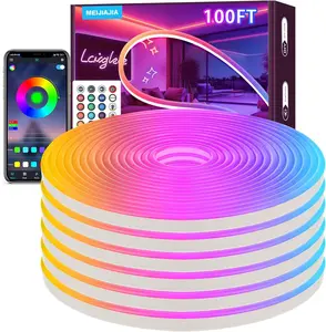 100FT LED Neon Rope Lights, Control with App/Remote, Waterproof Flex Sign, Multiple Modes, Outdoor RGB Waterproof, Music Sync Game Strip Lights for Bedroom Indoor, RGB-100FT