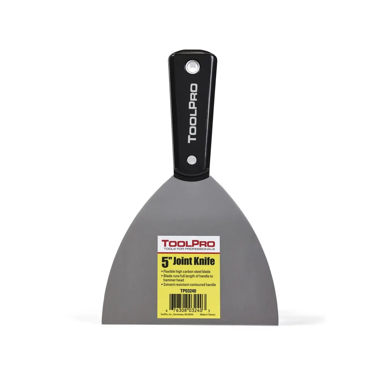 ToolPro 5-in-1 Joint Knife with Hammer Head, Contoured Handle, High Carbon Steel Blade, Flexible Hand Tool for Drywall Taping, Spackling, General Purpose Use