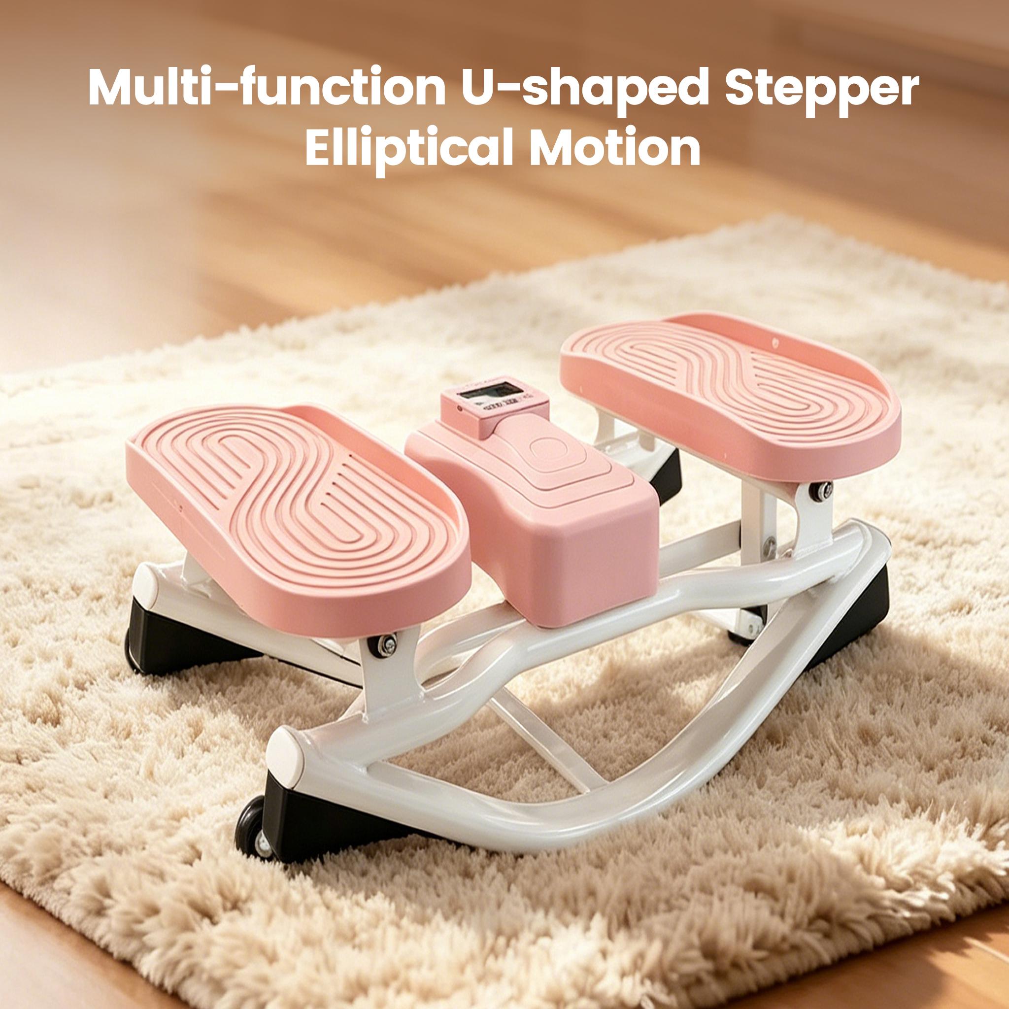 Ranbro U-Shaped Stepper Machine for Home Gym, Portable Elliptical Motion Fitness Equipment for Cardio & Leg Training, Multi-Directional Stepper with Anti-Tip Design, Compact Under Desk Exercise Gear for Full Body Wellness, Quiet Home Workout Station