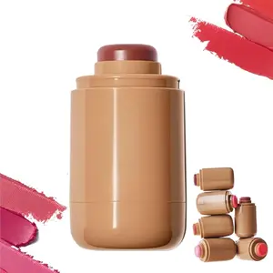 Cream Blush Stick 3-in-1 for Cheeks Lips Eyes, Long-Lasting & Blendable, Buildable Natural Look, Vegan Portable Makeup Stick(1pcs)