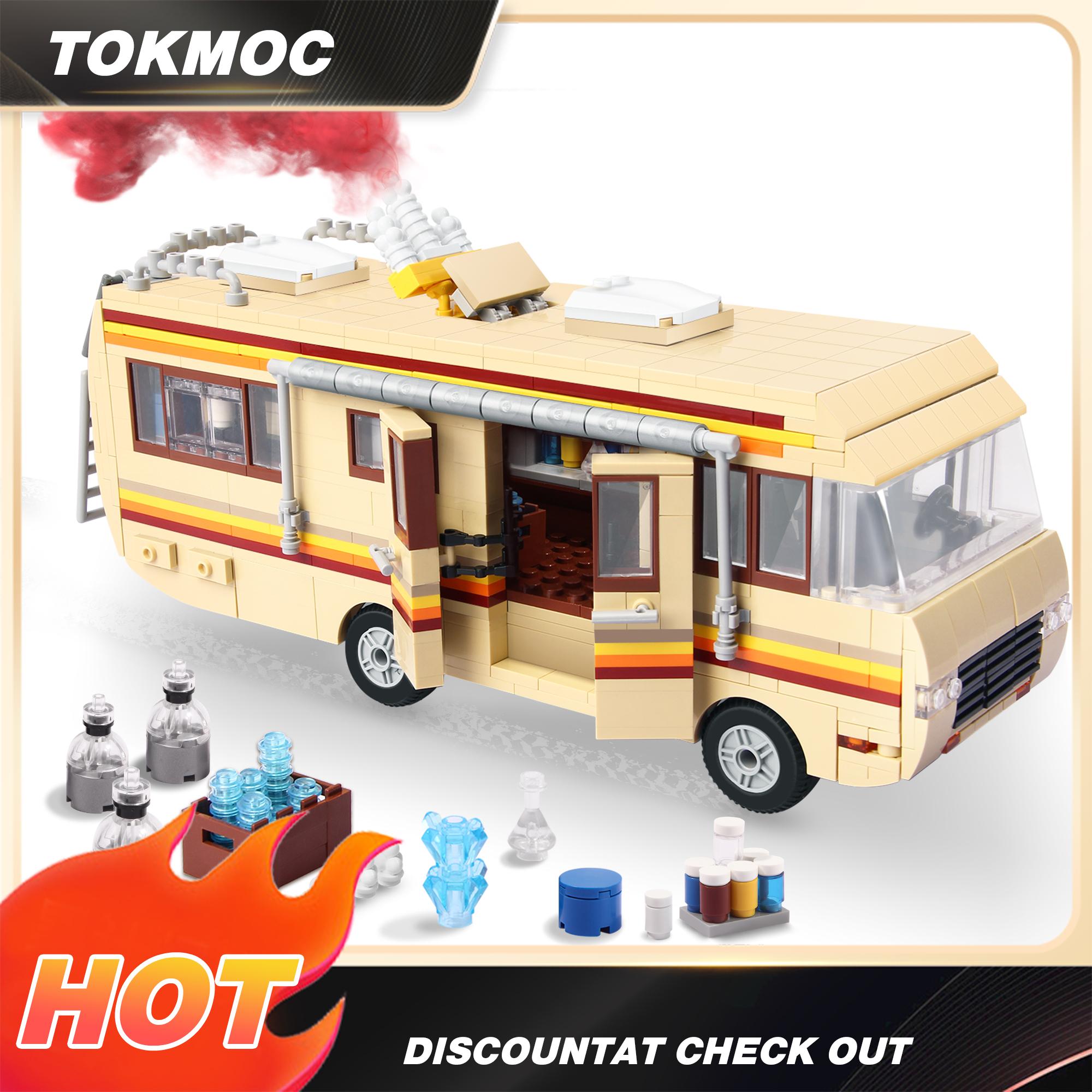 【TOKMOC】66002,Yellow Rvs Building Block Set,Upgraded Creative yellow bus Building Brick,Classic Camper Van gift Toy Suit