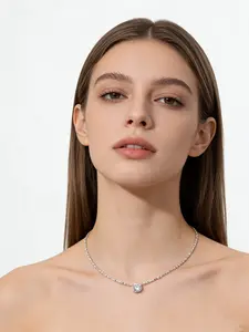 Women's Zircon Pendant Necklace Copper Silver Color Chain Jewelry Gift for Women Daily Wear Fashion Accessory