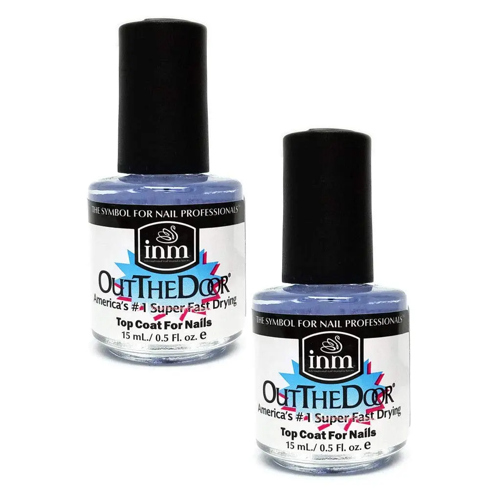 inm Fast Drying Top Coat Multi-Pack (2 Bottles, 15mL/0.5 Fl Oz) - Glossy Cosmetic Gloss for Manicure, Nail Care & Nail Art, Nail Polish, Finger Nail Polish