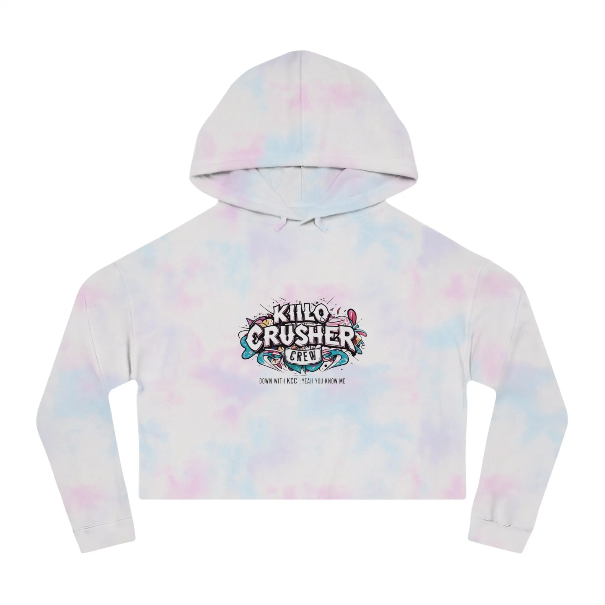 Tie-Dye Cropped Hoodie for Women - Cotton Candy Gym Stylish Hooded Sweatshirt by Kilo Crew