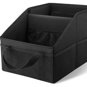 Car Organizer - Automotive Organizer for Front And Back Seat or Floor, Car Caddy Organizer with Divide, Handles and Multiple Mesh Pockets