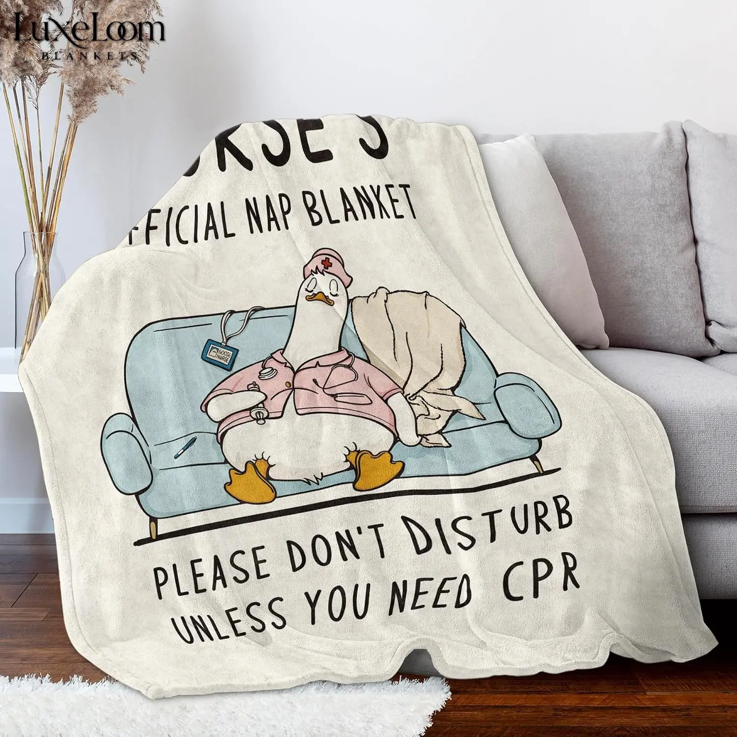 Nurse's Official Nap Blanket | Funny "Please Don't Disturb Unless CPR" Goose Blanket | Soft Flannel Throw for Nurses Gift | Nurse Life Aesthetic