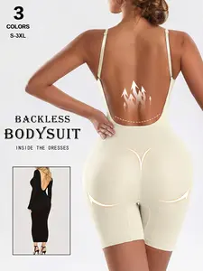 Seamless Body Shaper Shapewear For Women With Waist Trainer, Tummy Control, Butt Lifter, Backless, Square Collar, Bodysuit