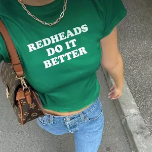 [Sale Up To 50%] Redheads Do It Better Y2K Baby Tee | St. Patrick’s Day Crop Top | Womens Graphic Tee