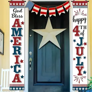 Independence Day Banner Set, Polyester Party Decoration Flags, Outdoor Banners, 180cm X 30cm, July 4th Porch Hanging Decorations, Home Celebration, Wall Decor Banner