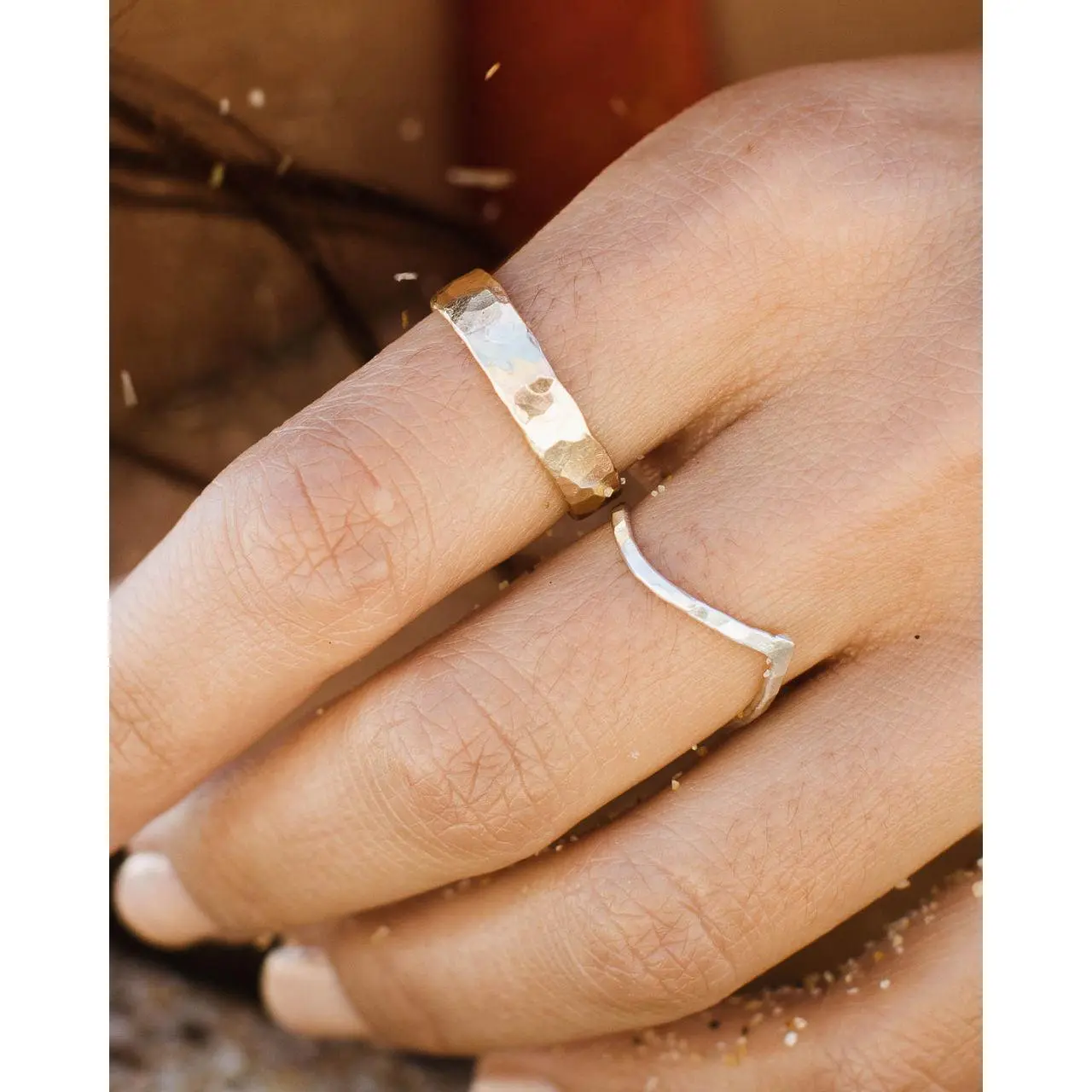 Thick Hammered Gold Band