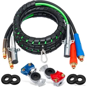 12ft 3 in 1 ABS & Power Air Line Hose with Glad Hands & 4 Glad Hand Seals for Tractor Trailer SemiAB11Monlisse