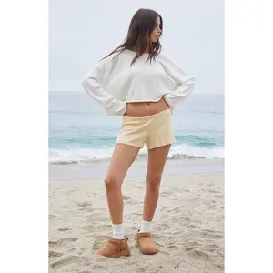 John Galt Women's Yellow Floral Pointelle Lounge Shorts