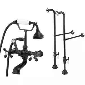 Freestanding British Telephone Clawfoot Tub Faucet with Handshower - Matte Black