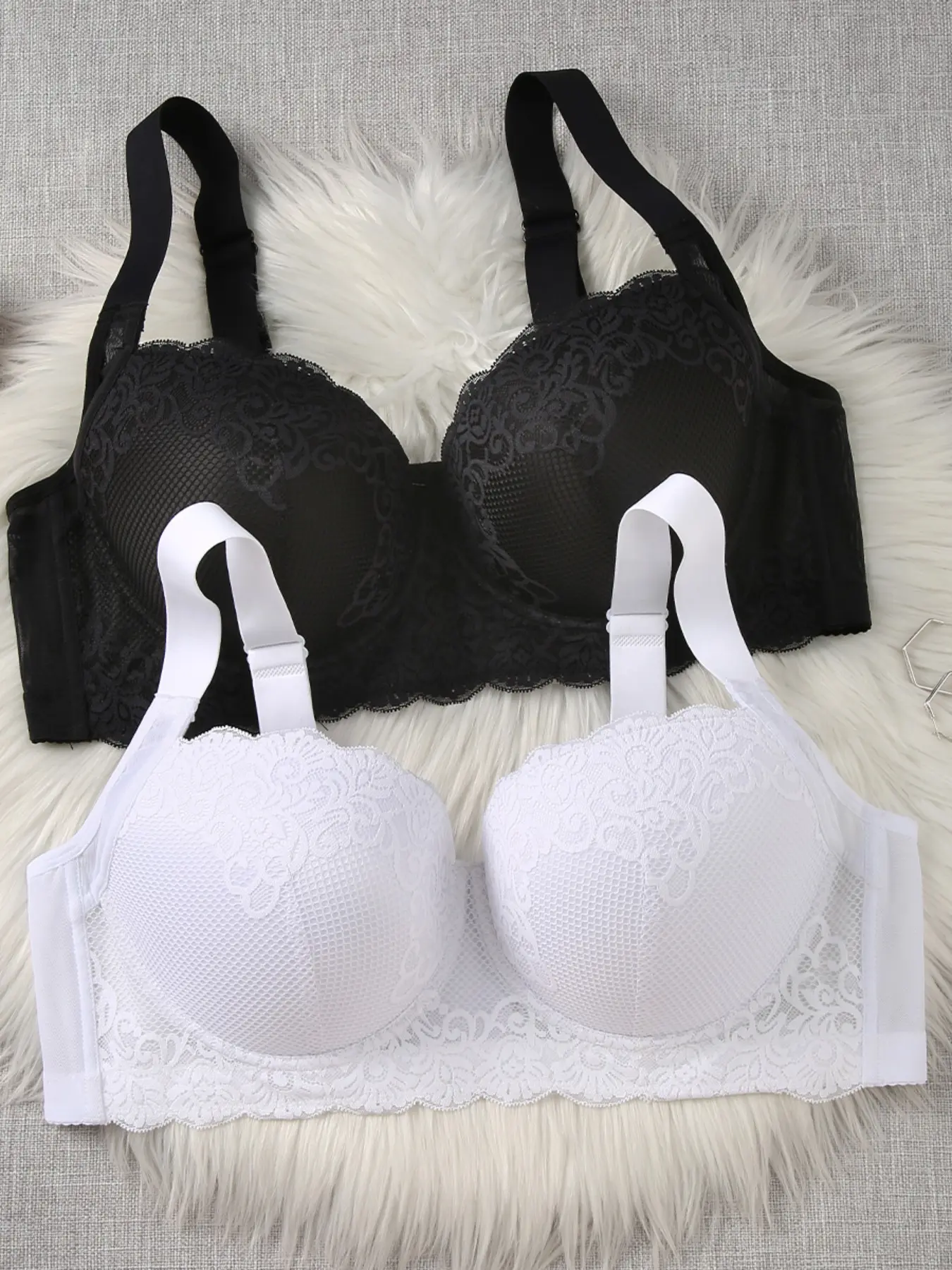 2PC Plus Size Bras for Women Bra Supportive Underwire Buckle Strappy Bra Full Coverage Bra Push Up Lingerie Underwear Anti Sagging Bra Comfort Sexy Fit Bra Simple Elegant Casual Everyday Bra Halloween Clothes Sports Bras for women