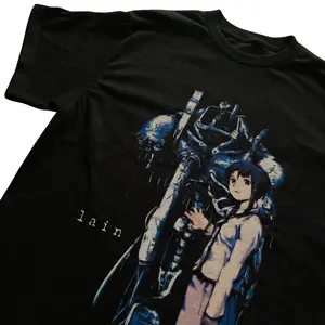 Serial Experiments Lain Anime Unisex Black Tshirt