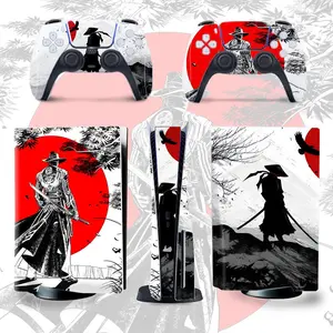 Hand-painted Anime Scene Samurai Game Console Skin Sticker (1 Set), Multipurpose Self-adhesive Anti-scratch Protective Film, Multifunctional Game Console Protector For PS5, Durable