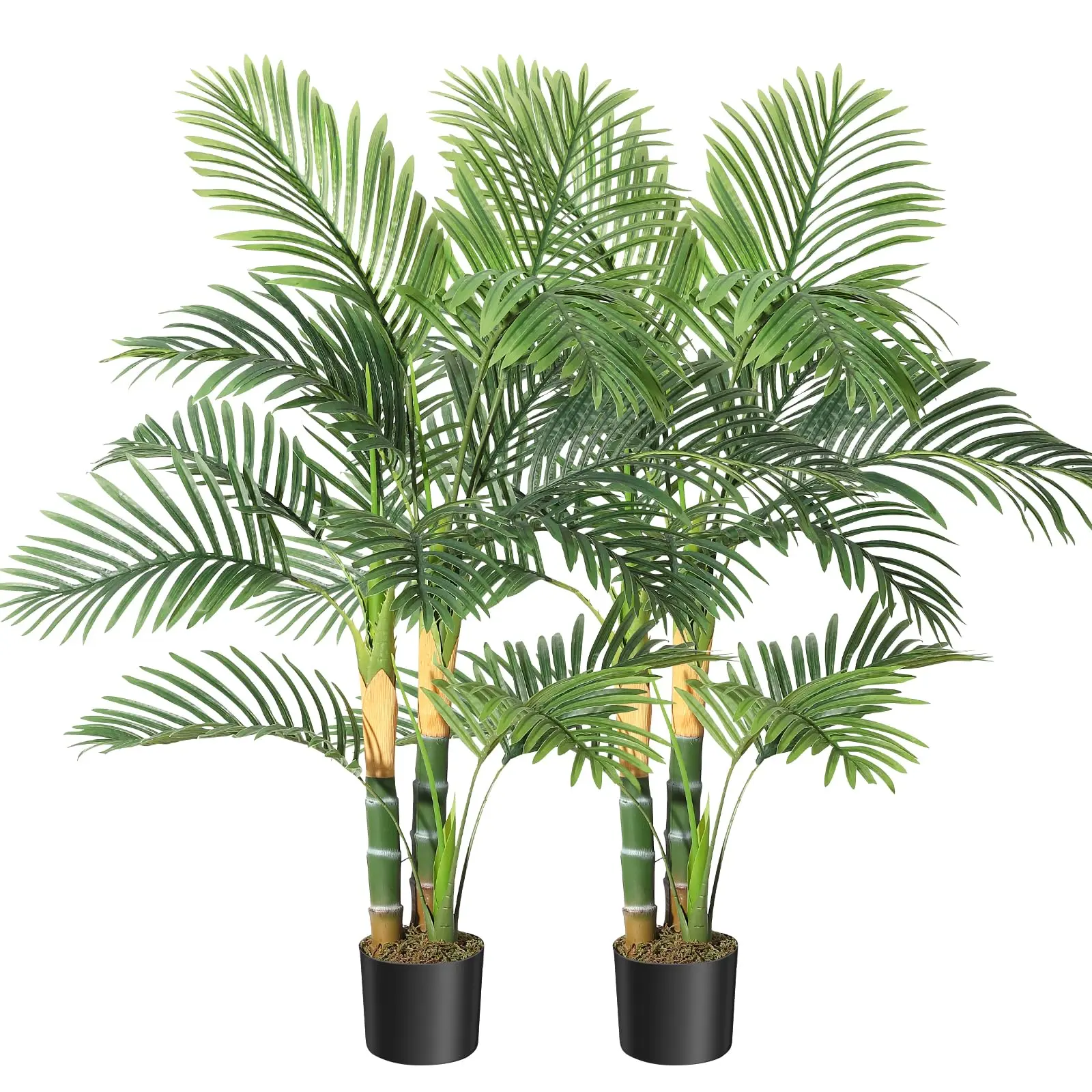 Garvee Artificial Golden Cane Palm Tree, 4 feet, Potted Tropical Palm, UV Resistant, Fake Plant for Home, Office, House, Outdoor Interior Decoration, Pack of 2