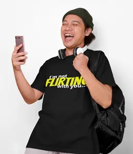 I'm Not Flirting T-Shirt I'M NOT FLIRTING WITH YOU Casual Fabric Short Sleeve Crew Neck Medium Length Fitted Tee for Men Classic Fit Summer Wear Ribbed Knit Collar Smooth Fabric Dual Printing Techniques