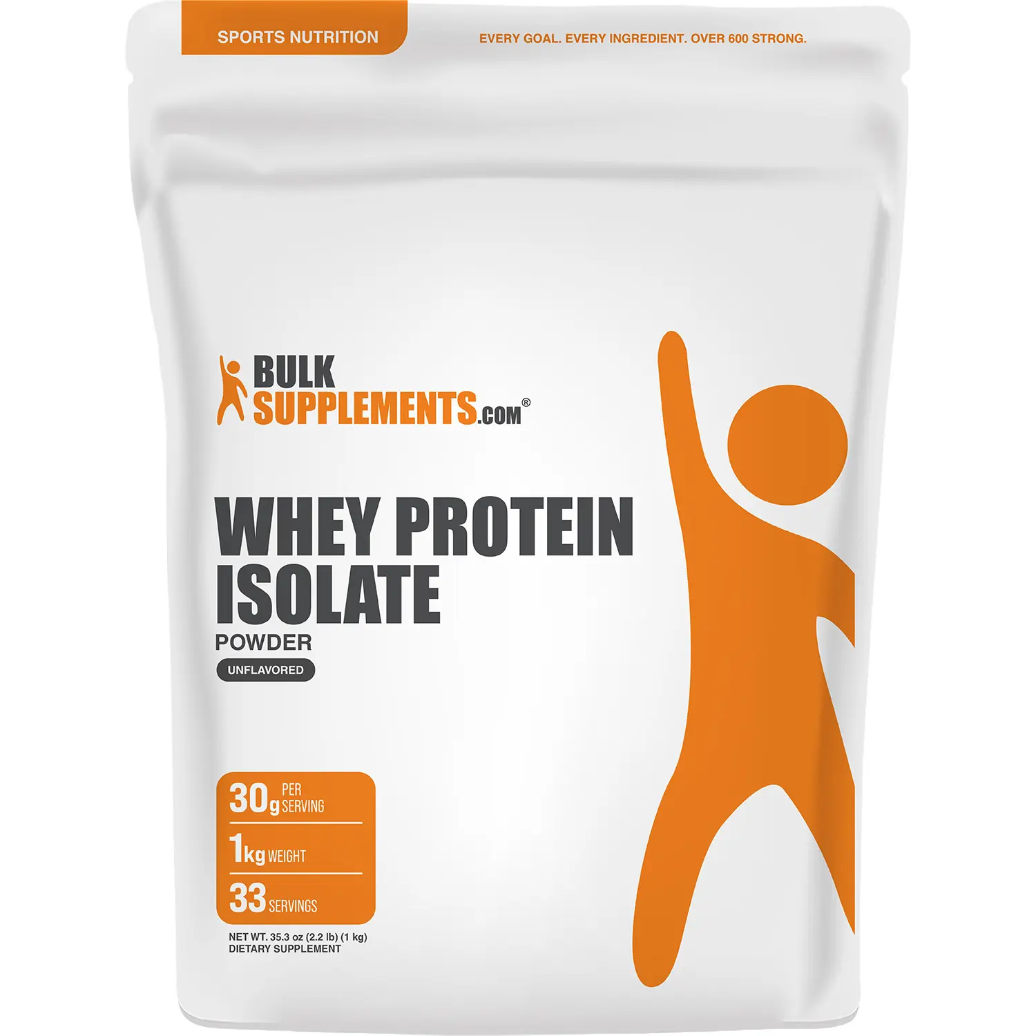 BulkSupplements - Whey Protein Isolate Powder - Muscle Growth and Recovery - 1kg - 30g per Serving