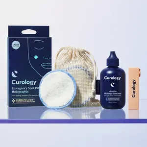 Curology Festival Fix Kit | Micellar Makeup Remover + Holographic Acne Patches + Lip Balm + Reusable Cotton Rounds Skin Repair