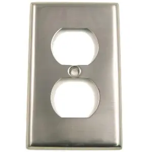 212 MAIN Satin Nickel Single Receptacle Switch Plate - Die-Cast Brass, Rustic Design for a Unified Look