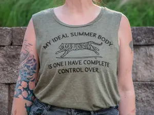 Made In Usa | Printed Muscle Tank | Olive | My Ideal Summer Body