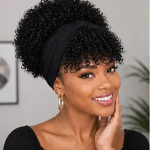 Curly Puff Headband Wig – Natural Black