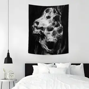 Gothic Skull Pattern Tapestry, 1 Count Aesthetic Wall Hanging Decor, Polyester Tapestry for Bedroom Home Office Decor, Home Accessories, Halloween