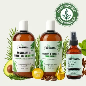 NEUTRA NATURAL Dandruff & Hair Growth Bundle Rosemary & Horsetail Shampoo Conditioner & Scalp Mist Non Toxic Vegan Clean Beauty - Cleansing