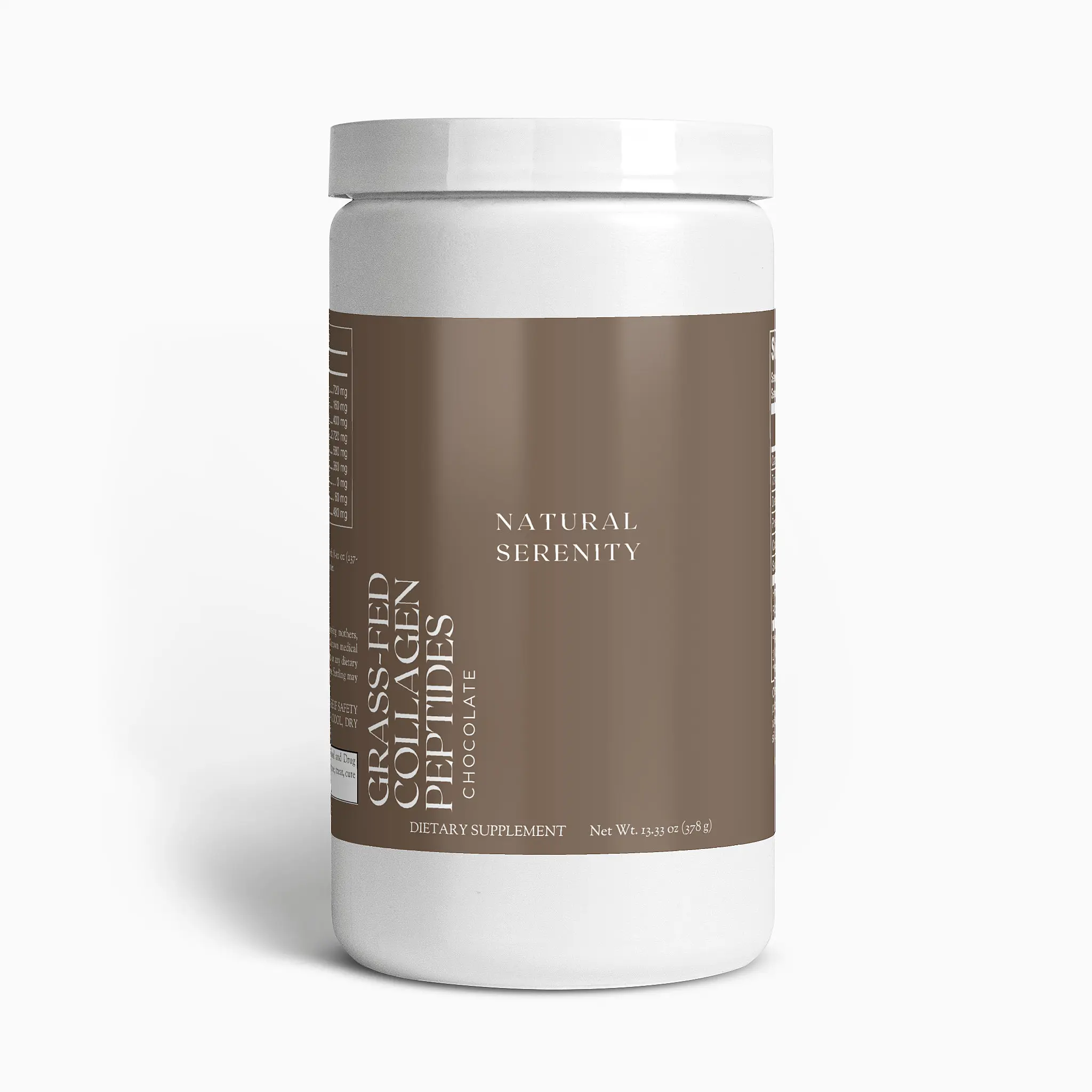 Edible Grass-Fed Collagen Peptides Powder - Chocolate Flavor, Blendable Dietary Protein Supplement with Glycine, Alanine for Adult Fitness, Skin Care Needs (378g)