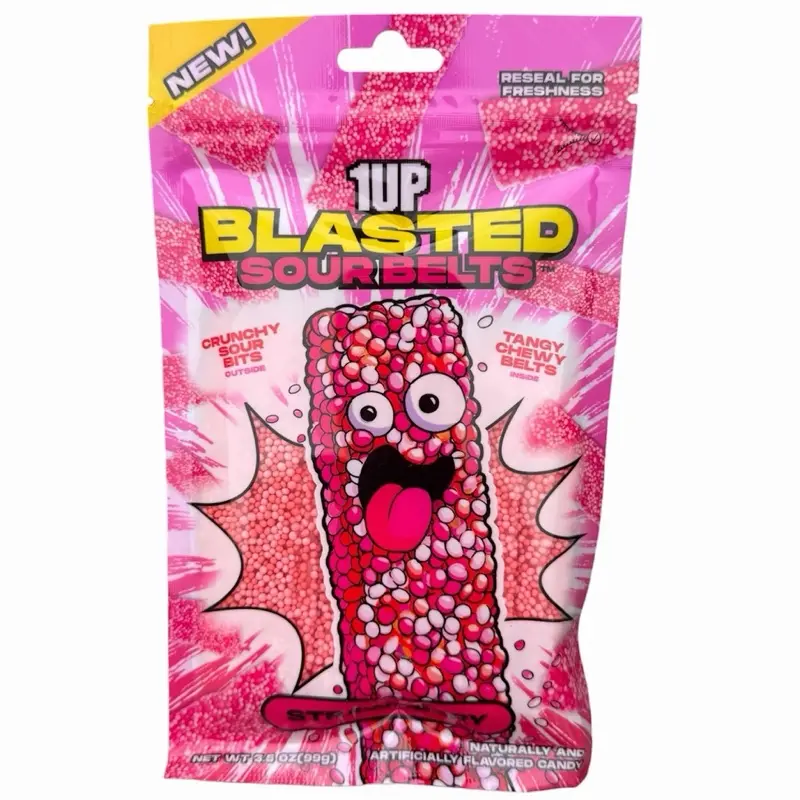 Blasted Sour Belts Strawberry 3.5 oz bag