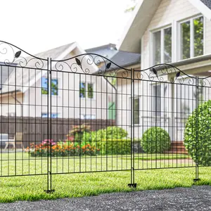 Folding Metal Garden Fence Border, 4-Pack, 44 in(H) x 12 ft(L), No-Dig Ground Stake Fence Panels for Outdoor Patio Landscape