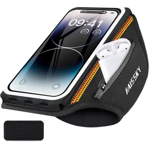 Phone Armband for Running 3D Design Cell Phone Armband with Zipper Pocket for Earbuds  , Water Resistant  Arm Band for  14 13 12 11 Pro Galaxy S20 S30 Fit Up to 6.9'' with Phone Case