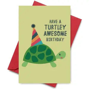 Turtley Awesome Birthday Card - Have a Fantastic Day, Perfect For Kids, Friends. A Fun and Unique Card for a Special Birthday.