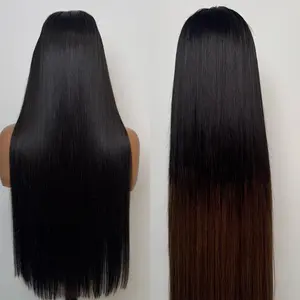 13X4 HD Lace Wig 100% Vietnamese Raw Hair Natural Black & Ombre Brown Straight Human Hair 200% Density