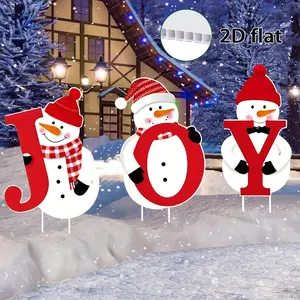 2D JOY Snowman Christmas Garden Stake - Self-Standing Decor! 🎄   Heavy-Duty Outdoor Lawn Ornament with Easy No-Tool Installation. Perfect for Walkways, Yards & Holiday Displays - Your Instant Christmas Cheer!